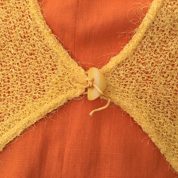 Yellow Crop Eyelash Knit Jacket 100% Feminin Made in France Lagenlook - Picture 4 of 4